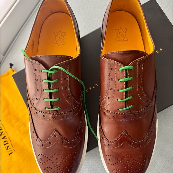 Men's Brown Leather Brogue Undandy Shoes - Picture 2 of 9